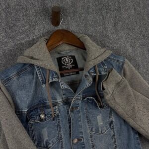 Monte Carlo Polo & Jockey Club Denim Jacket‎ Hoodie Gray Sleeves M